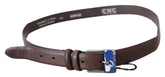Costume National Brown Genuine Leather Silver Buckle Belt
